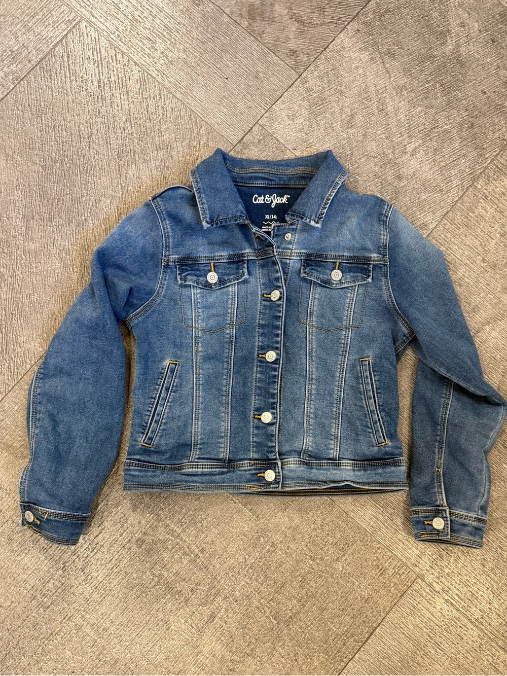 Cat & Jack Girls' Medium Blue Denim Jacket